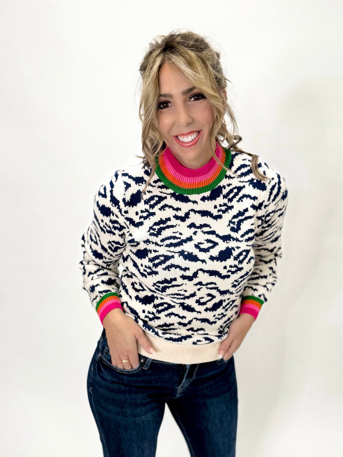 Wild Spirit Color Block Cheetah Sweater