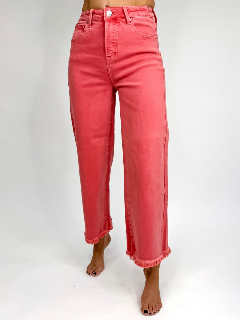 Risen High-Rise Wide Leg Peach Blossom Jeans