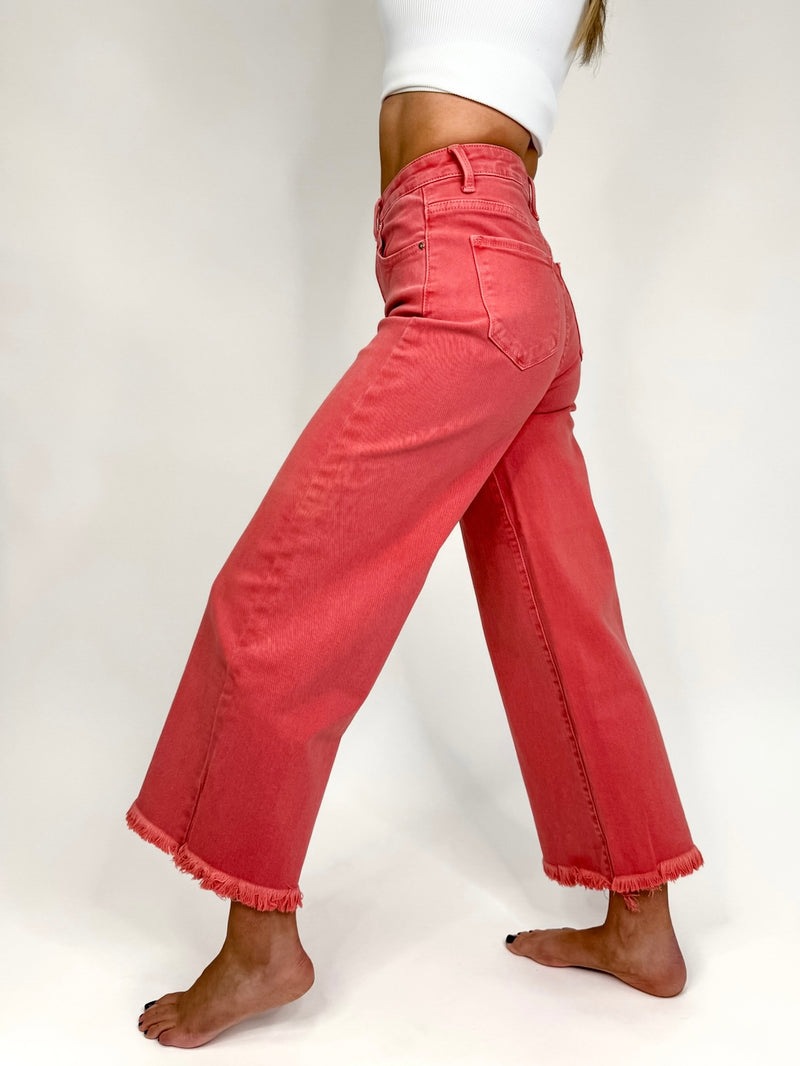 Risen High-Rise Wide Leg Peach Blossom Jeans