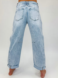 Risen High-Rise Boyfriend Cuffed Barrel Jeans