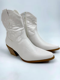 Saddle Stitch Ankle Boot- White