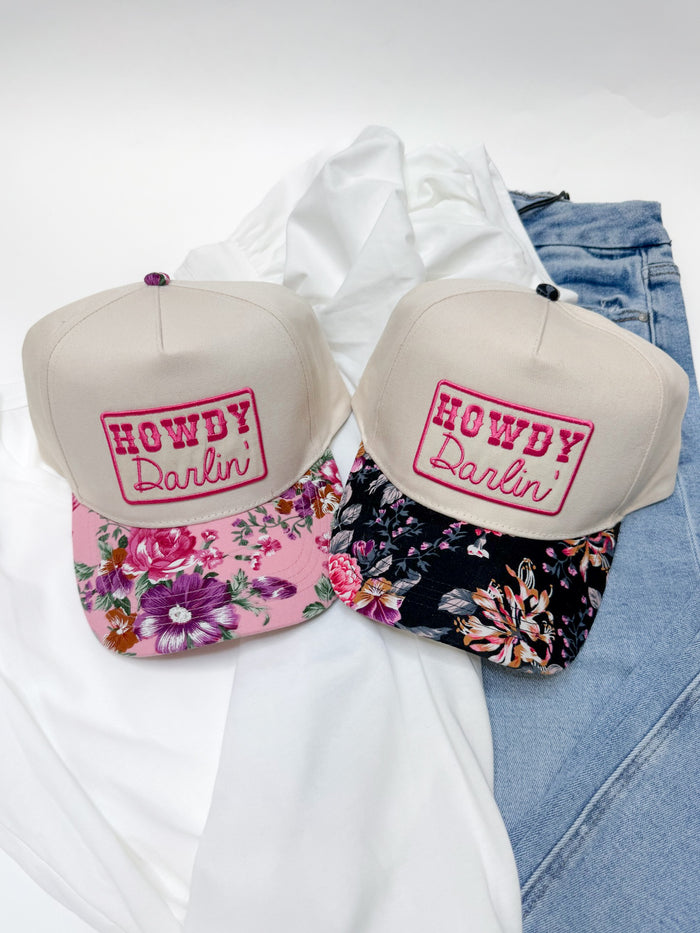 Howdy Darlin’ Trucker Hat Black Floral