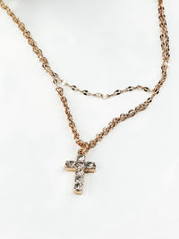 The Shining Cross Double Chain Necklace