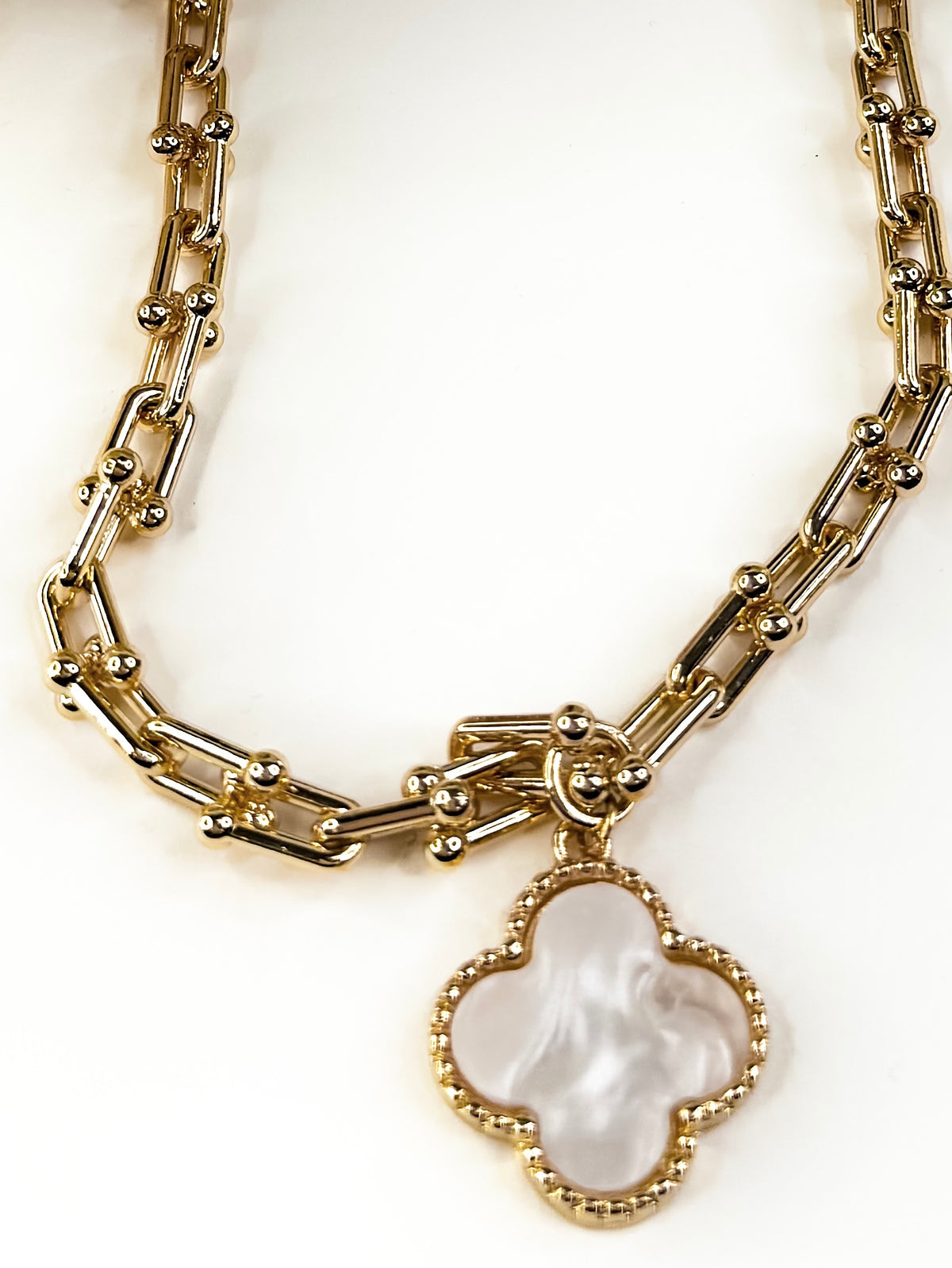 Gold Mother Of Pearl Necklace