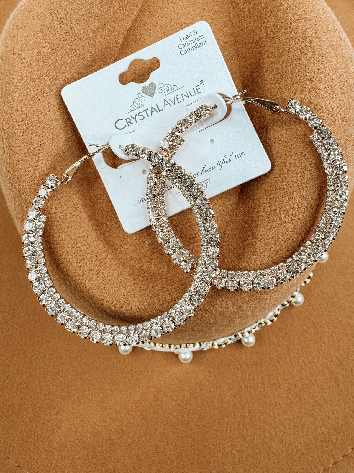 Golden Glow Rhinestone Hoop Earrings