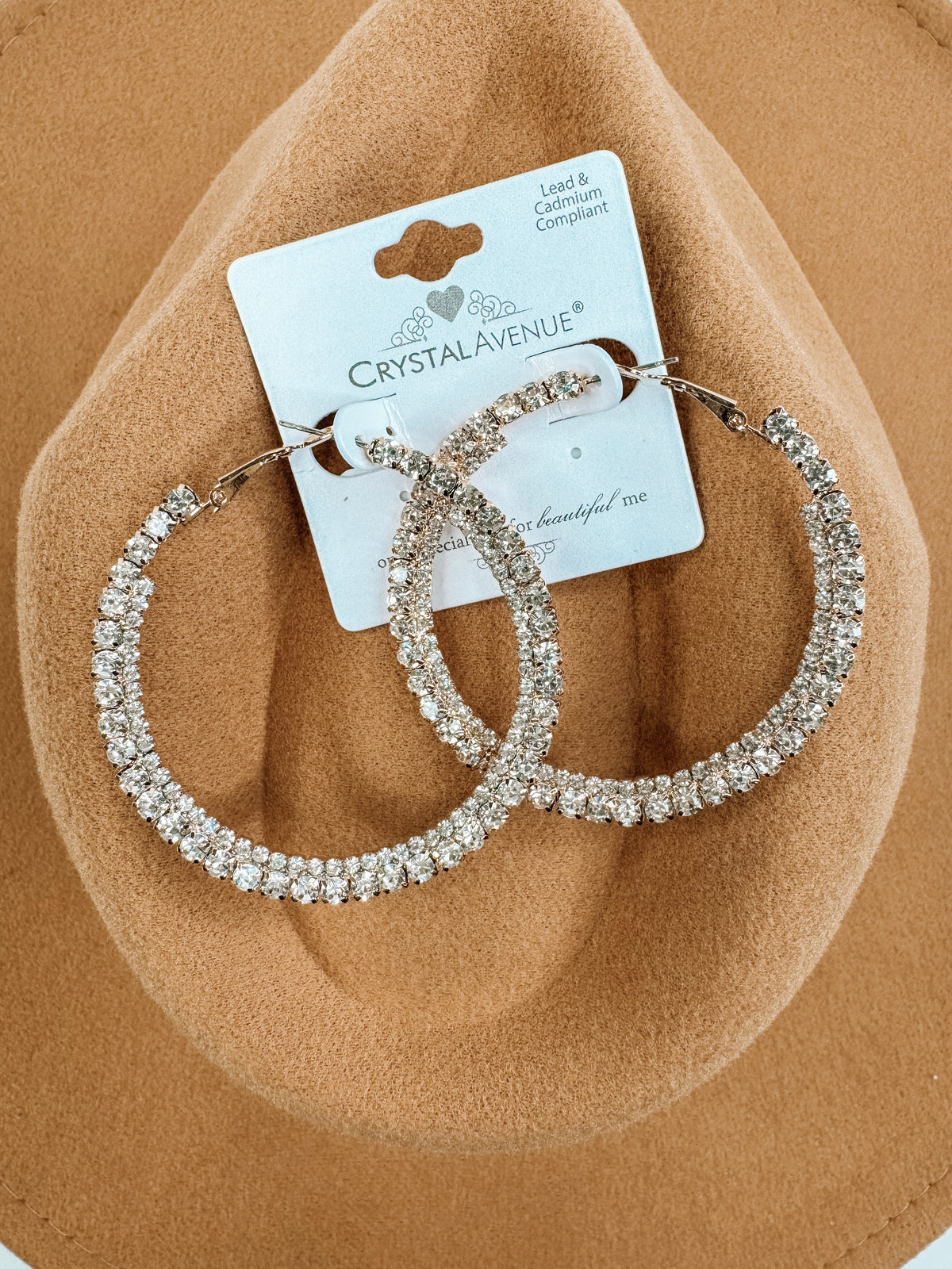 Golden Glow Rhinestone Hoop Earrings