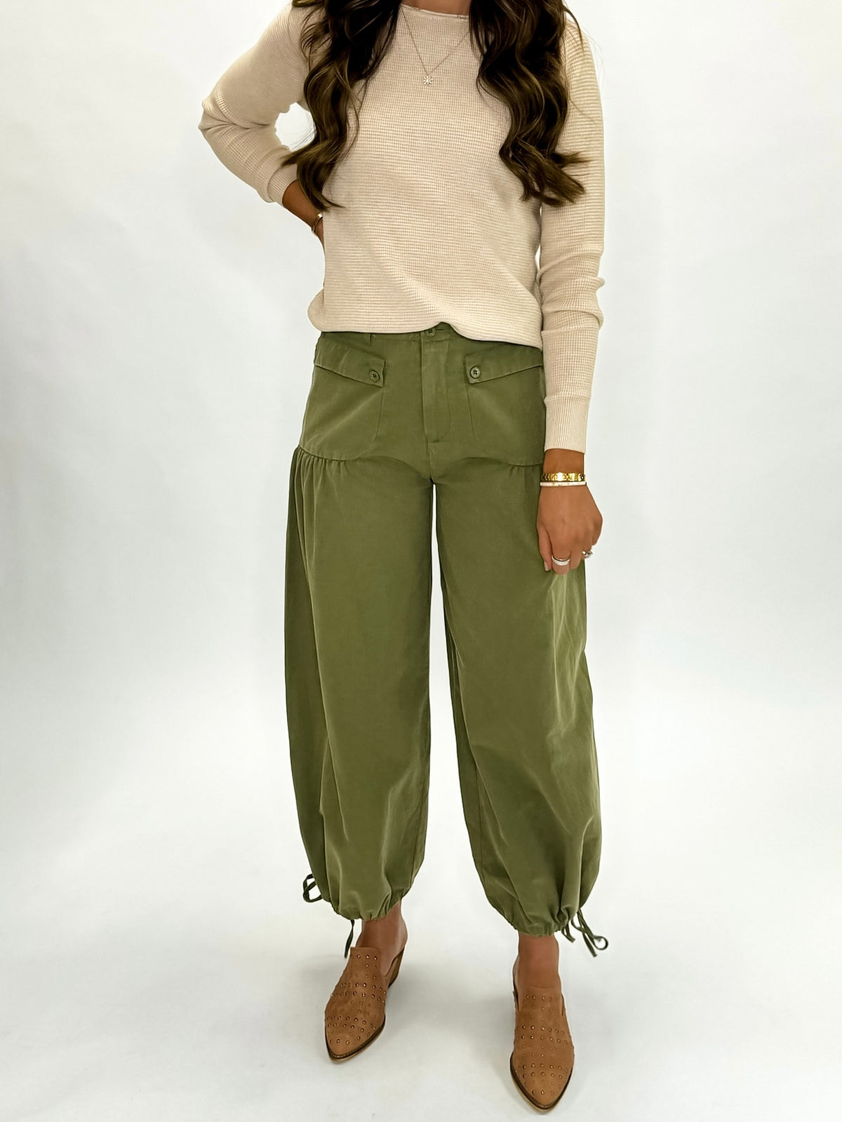 Aurora Sky Wide Leg Pants - Olive