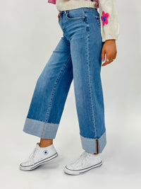 Risen High Rise Crop Wide Cuff Jeans