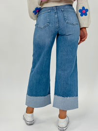 Risen High Rise Crop Wide Cuff Jeans