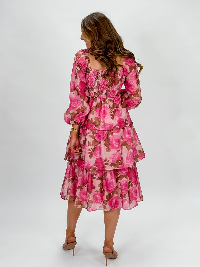 Blush Meadows Ruffle Midi Dress