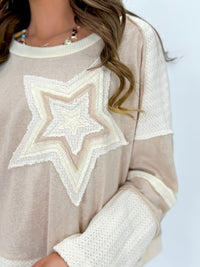 Star Contrast Lightweight Sweater Top