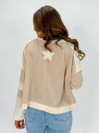 Star Contrast Lightweight Sweater Top