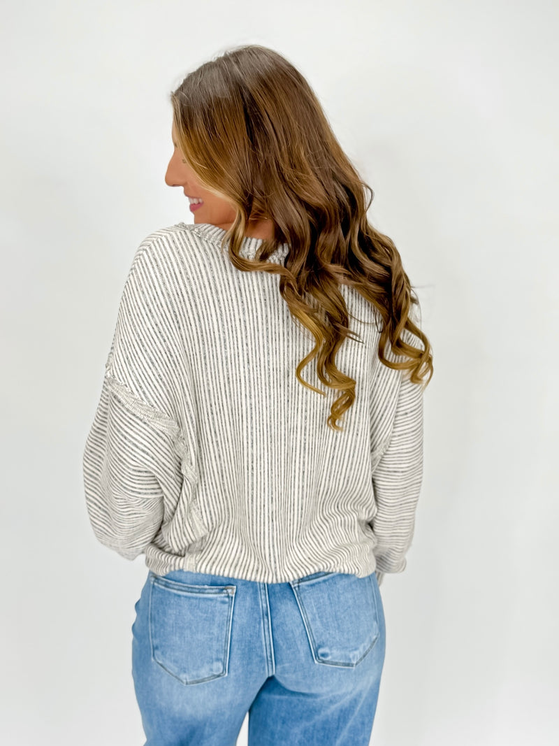 Ashen Stripes Long Sleeve Top