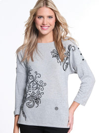 Sequin Print Dolman Top- Snow