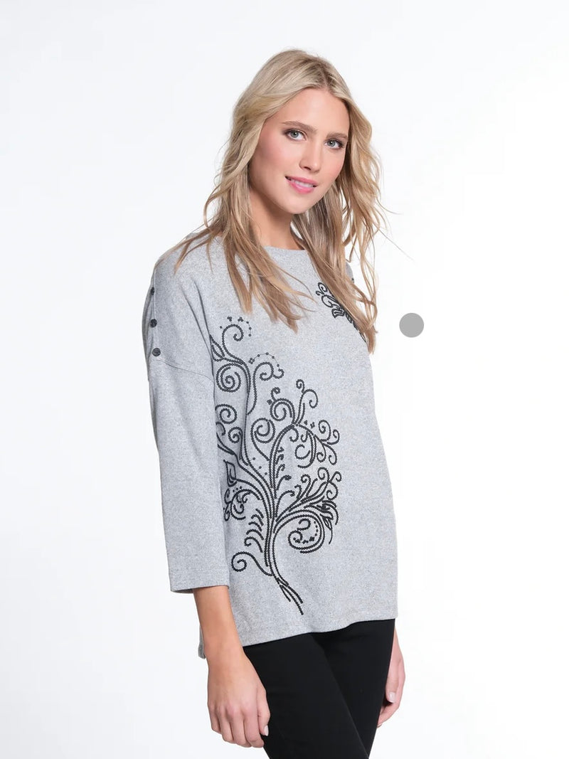 Sequin Print Dolman Top- Snow