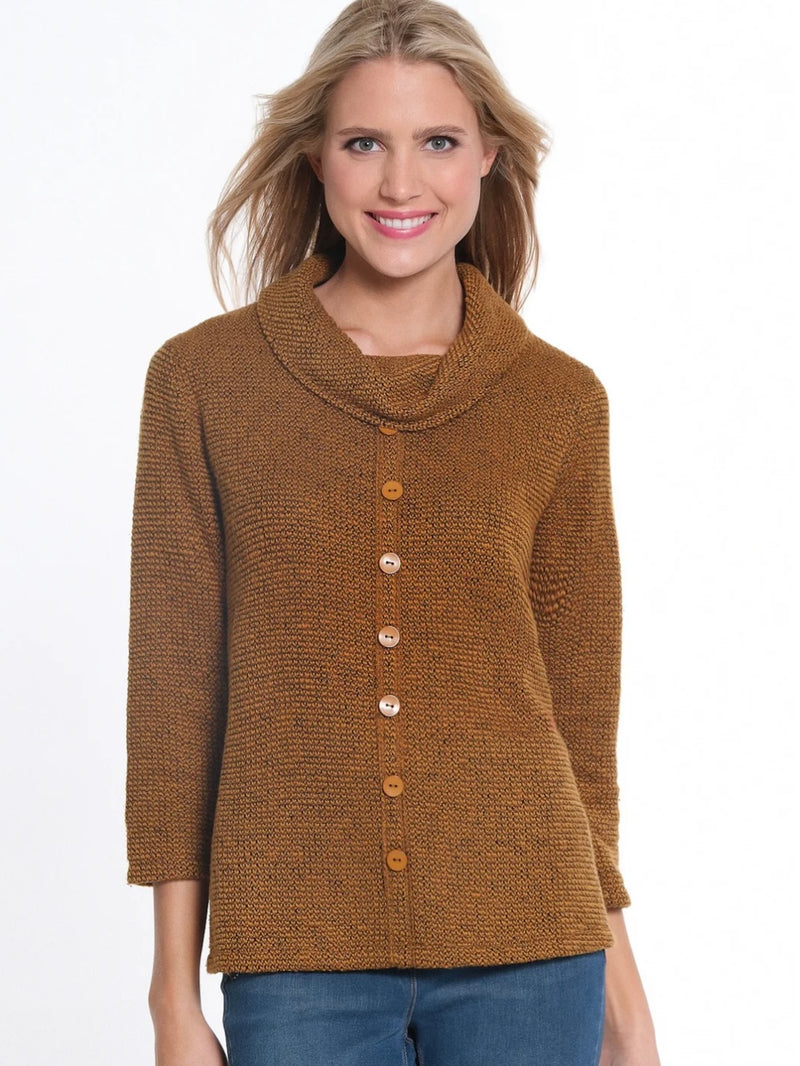 Warm-Ember Cowl Neck Top