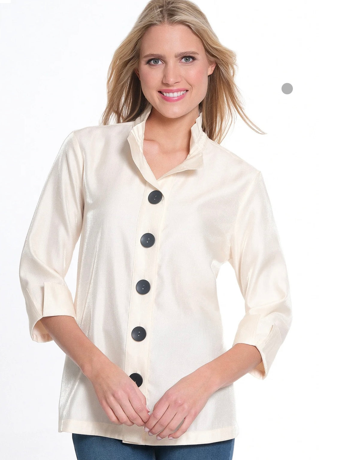 Winter White Luxe Button-Front Shirt