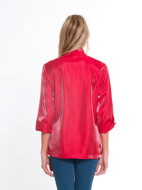 Scarlet Glow Button-Front Shirt