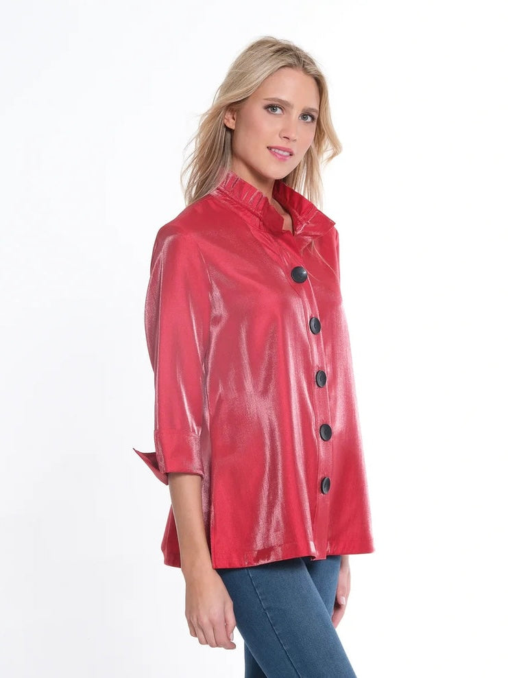 Scarlet Glow Button-Front Shirt