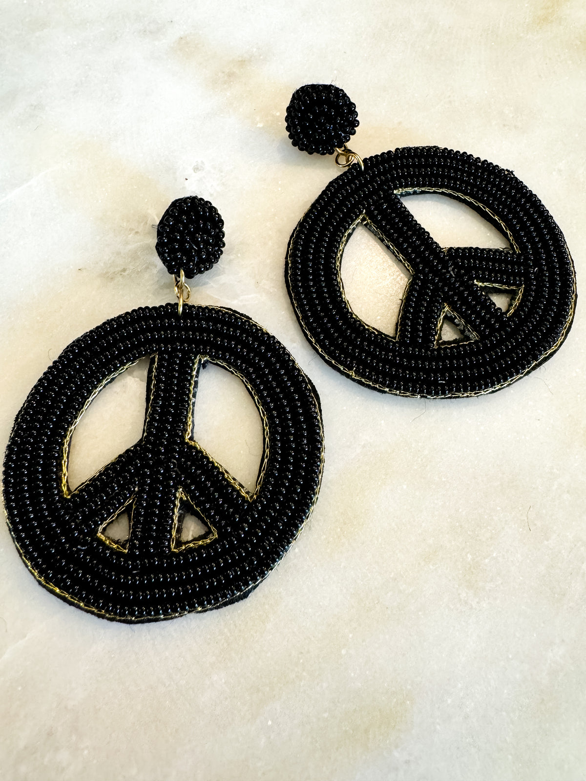 Black Peace Sign Earrings