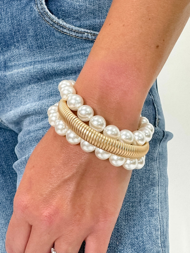 Elegance Trio Bracelet- Pearl