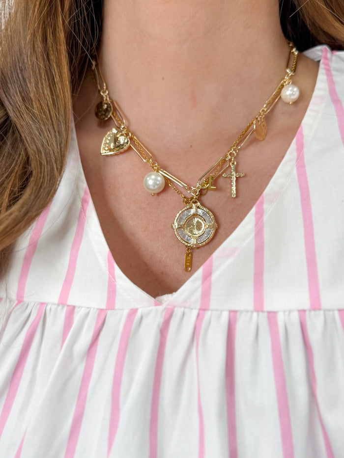 Grace & Gild Paperclip Charm Necklace Set