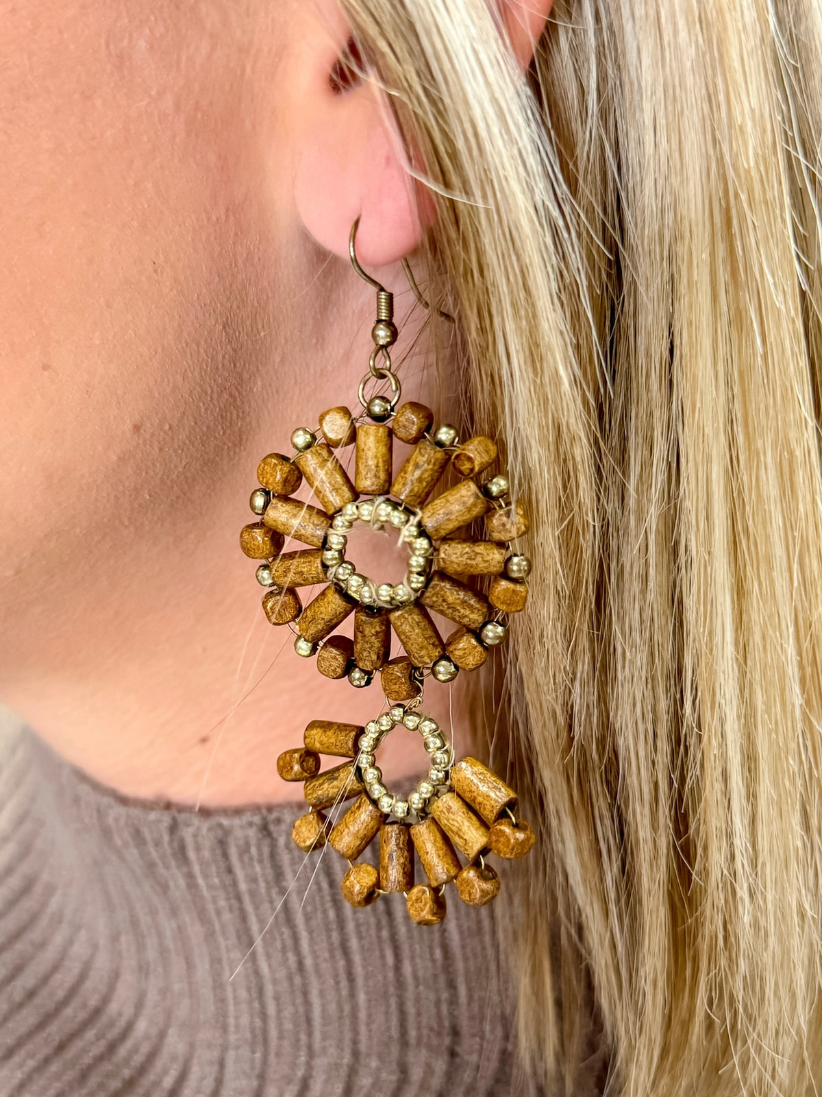 Pannee Wood Drop Earrings