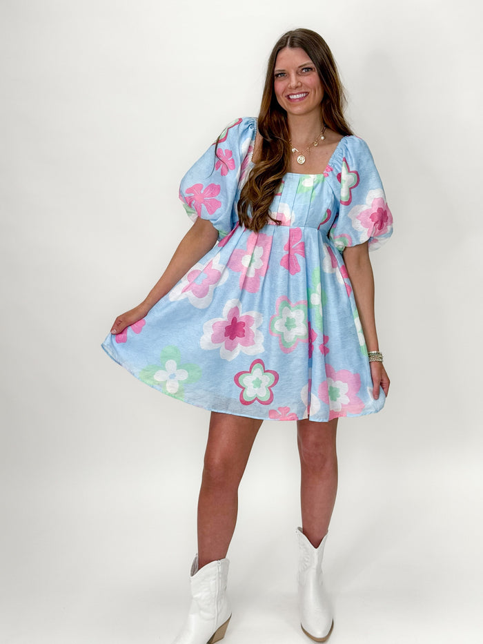 Bluebell Bloom Bubble Sleeve Dress