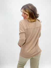 Autumn Brunch Layering Long Sleeve Shirt- Taupe