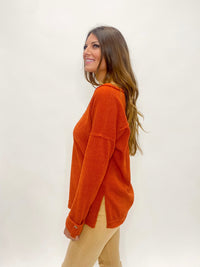 Autumn Brunch Layering Long Sleeve Shirt- Rust