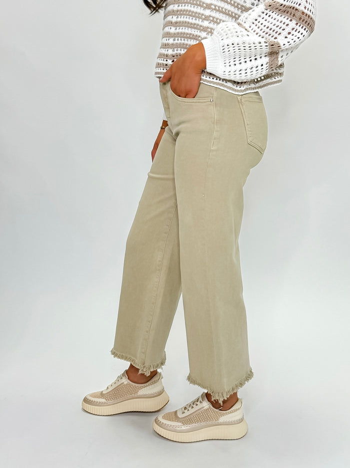 Risen Khaki Wide Leg Jeans