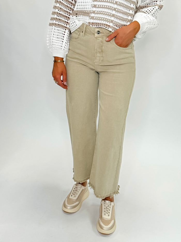 Risen Khaki Wide Leg Jeans