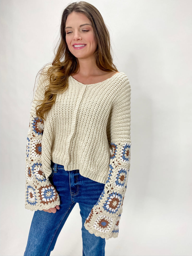 Heading To The Cabin Granny Square Sweater