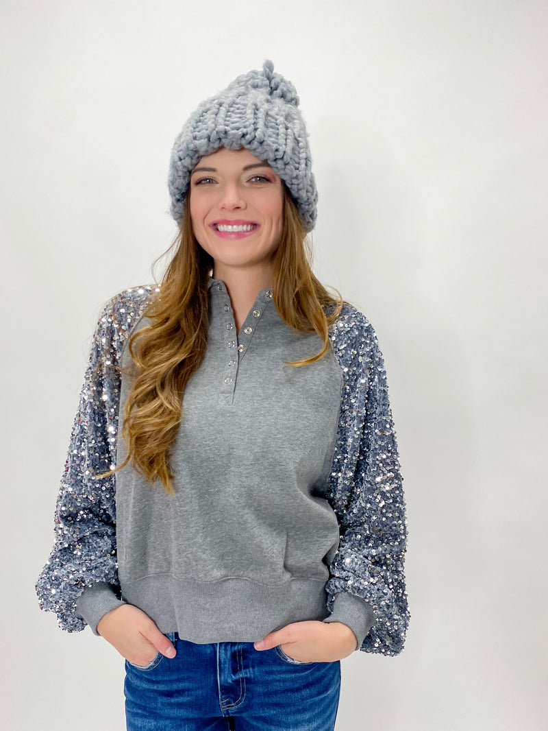 Silver Bells Sparkle Sleeve Sweatshirt