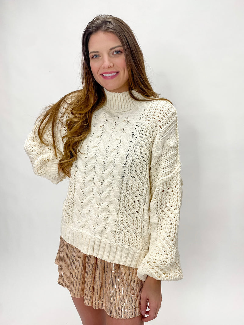 Cream Cable Knit Sweater