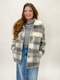 Winter Plaid With Sherpa Collar Coat