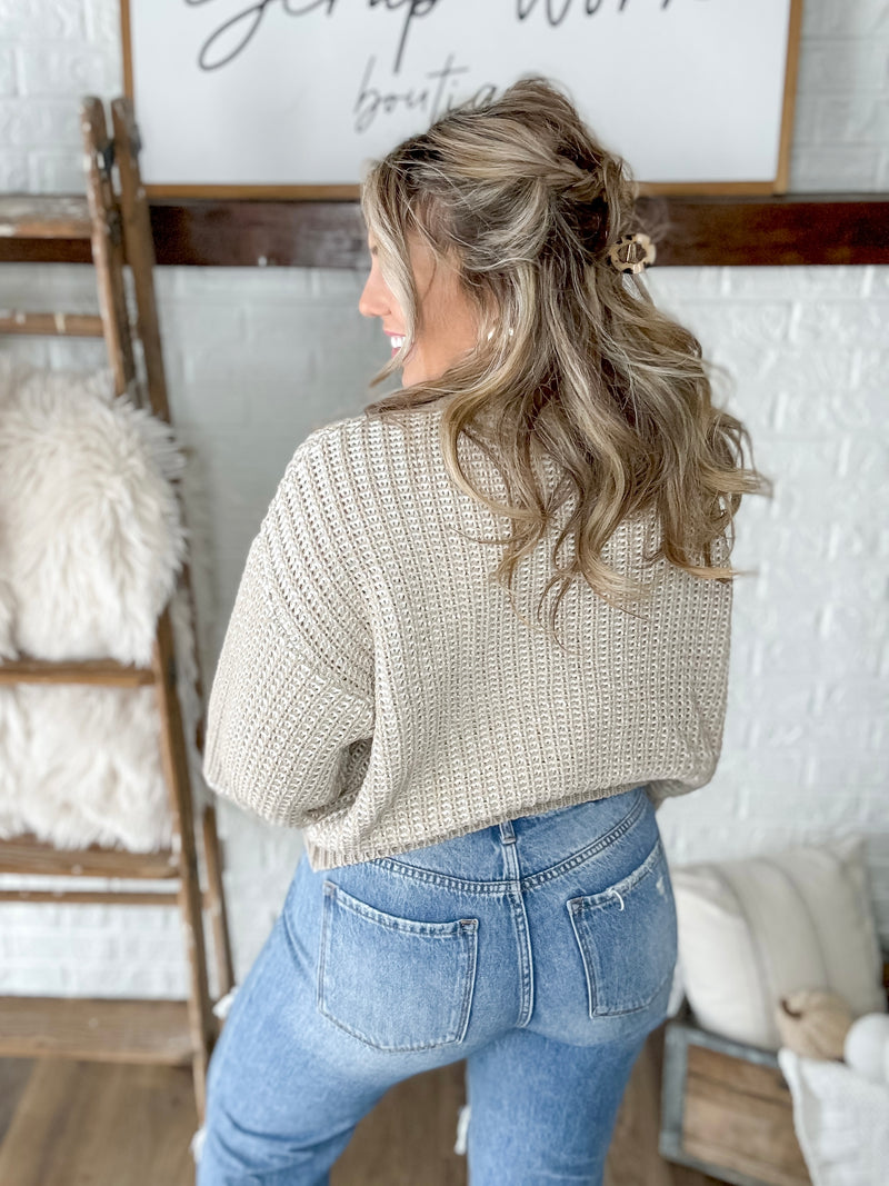 Season To Harvest Heart Sweater Tan