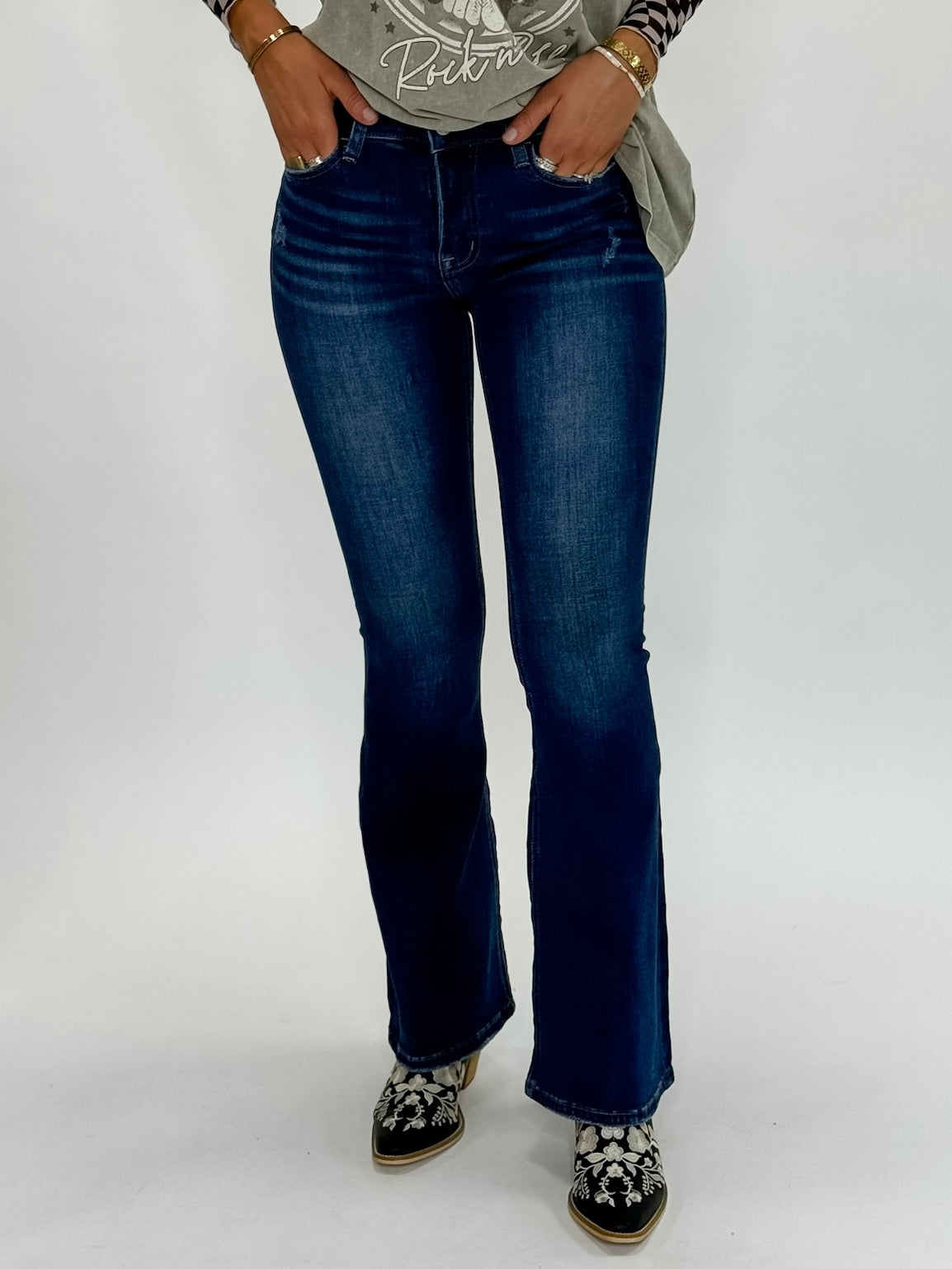 Vervet Allison Mid-Rise Flare Jeans