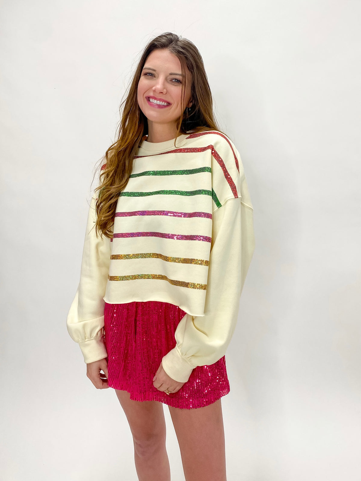 Merry And Bright Sequin Stripe Sweater