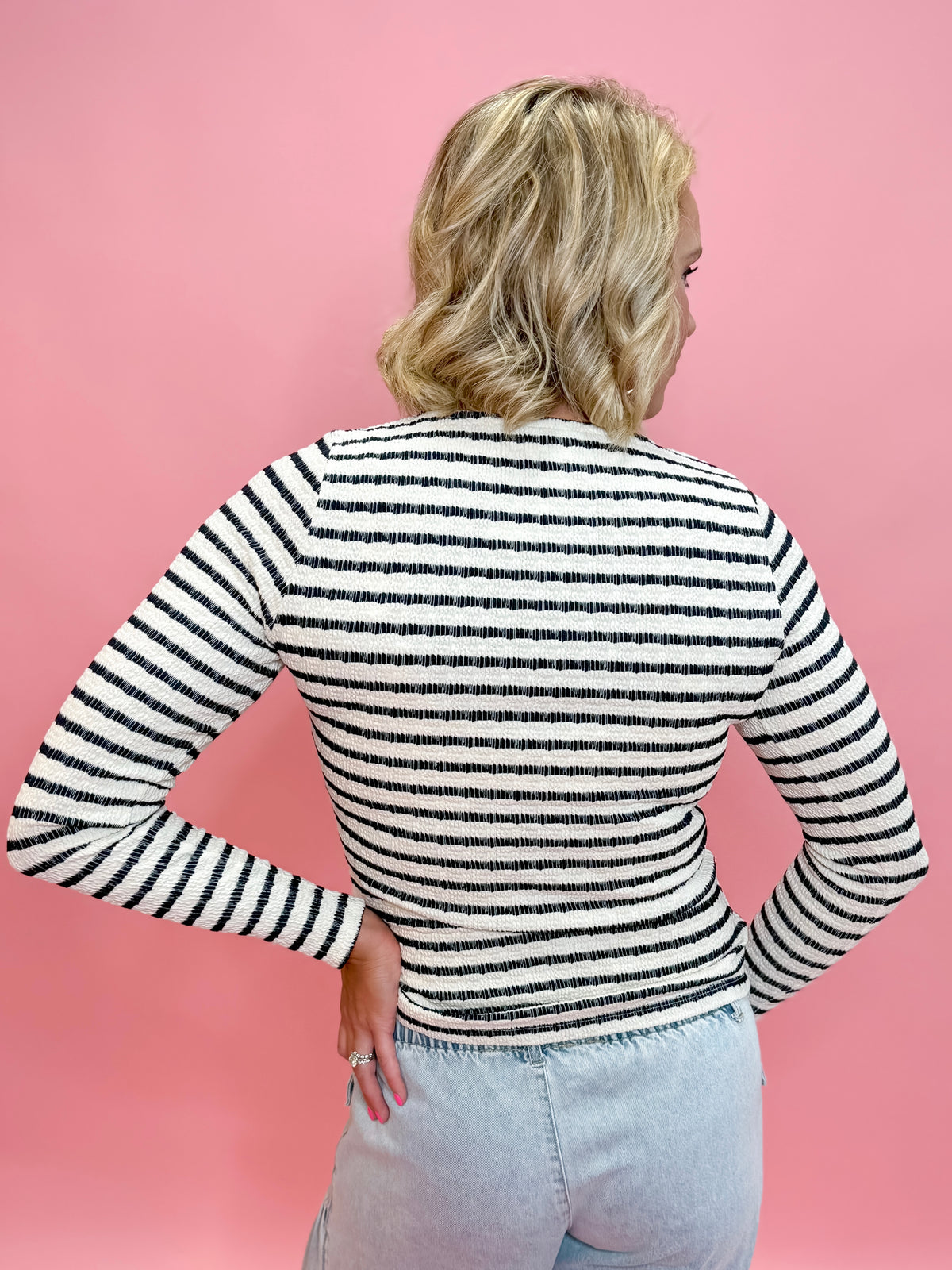 Elegant Stripes Long Sleeve Top