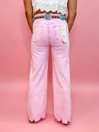 Pink Horizon Acid Wash Wide Leg Jeans