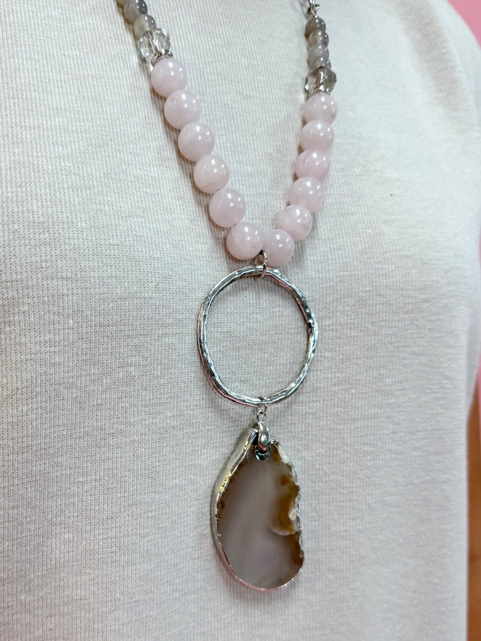 Lost & Found Geode Necklace Pink