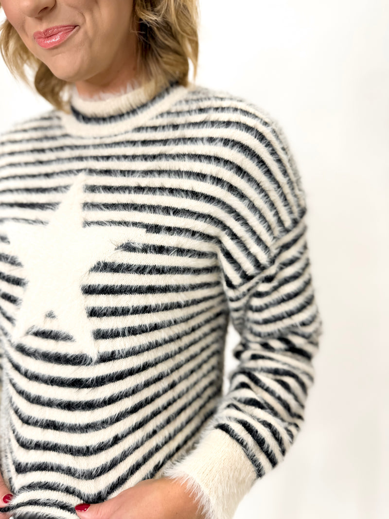 Starlight Stripe Fuzzy Sweater