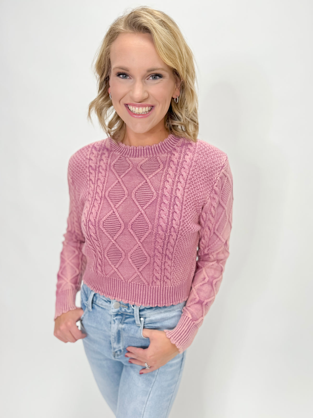 Edge & Elegance Knit Sweater - Dusty Mauve