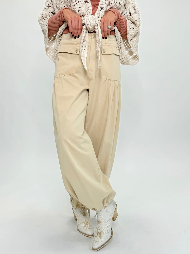 Aurora Sky Wide Leg Pant- Natural