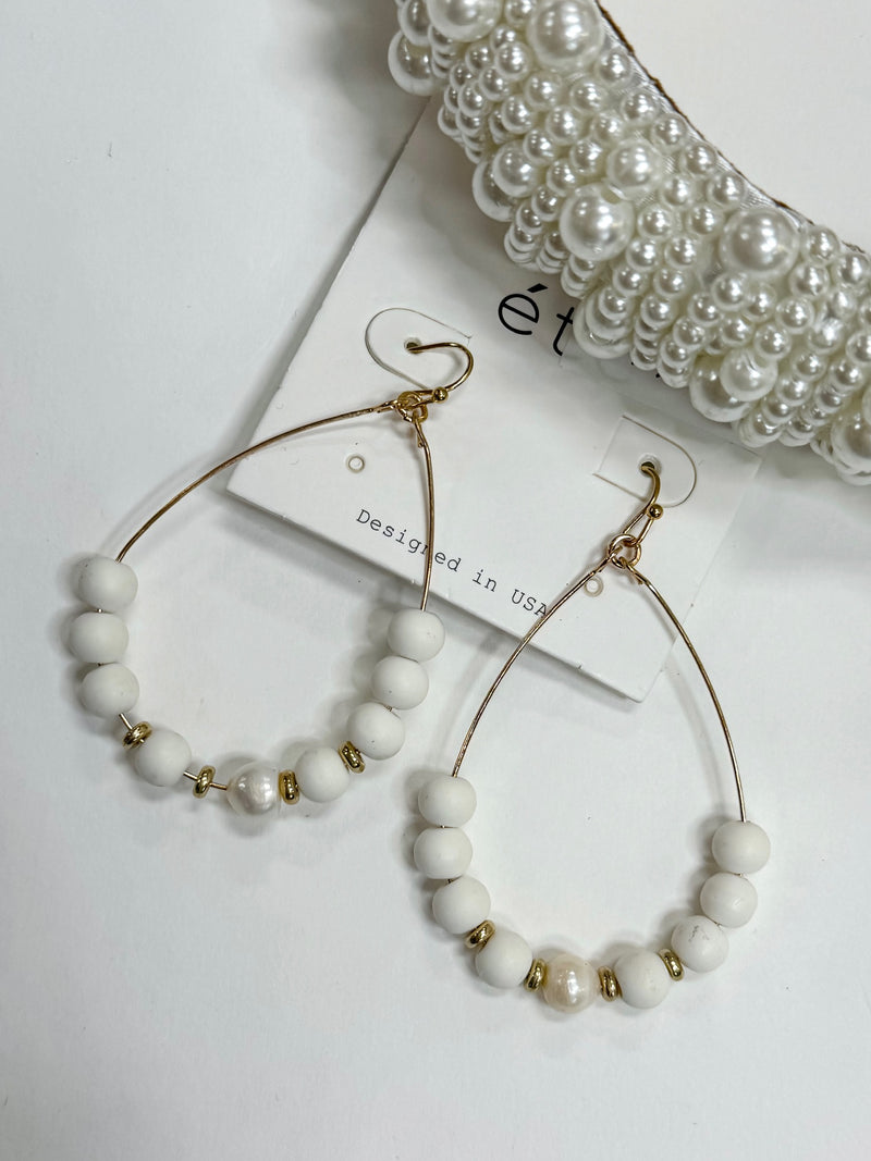 Clay & Pearl Teardrop Earrings