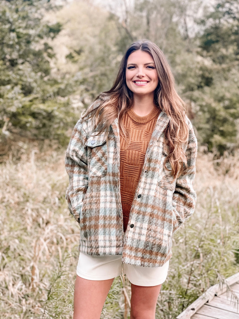 Lake Life In The Fall Blue and Camel Button Front Coat