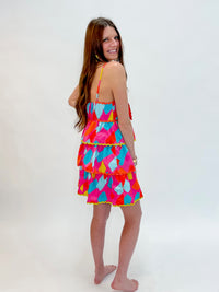 Cheerful Colorburst Cotton Poplin Ruffle Dress