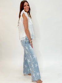 Risen High Rise Faded Star Wide Leg Jeans