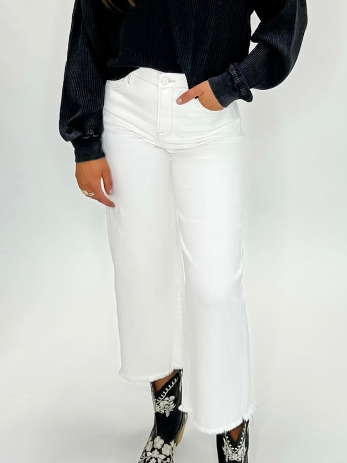 Risen Tummy Control High-Rise Wide Leg Crop Jeans